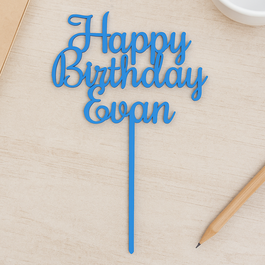 Custom 3D Printed Cake Topper - Happy Birthday