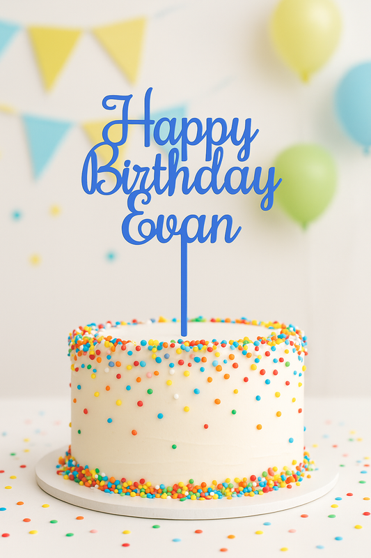 Custom 3D Printed Cake Topper - Happy Birthday