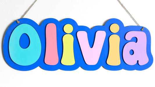 Personalised hanging door name